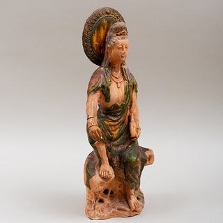 Asian Sancai Glazed Figure of a Seated Bodhisattva