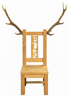 Elk Horn and Wood Chair