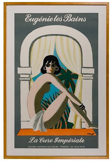 Bernard Villemot (French, 1911-1989) 'Eugenie Les Bains' Lithograph Poster