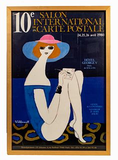 Bernard Villemot (French, 1911-1989) 'Salon International de la Carte Postale' Offset Lithograph Poster