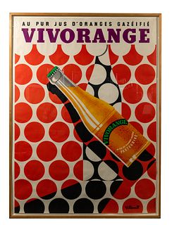 Bernard Villemot (French, 1911-1989) 'Vivorange' Lithograph Poster
