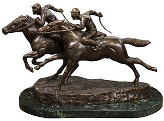 Darrell Coker (American, 20th Century) 'Fast Finish' Bronze Sculpture