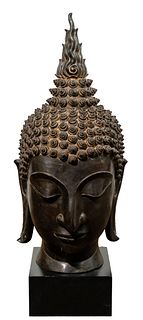 Thai Ayutthaya Style Bronze Buddha Head