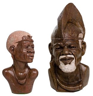 African 'Shona' Style Carved Stone Busts
