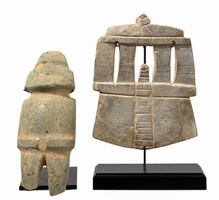 Mexican Guerrero Mezcala Stone Temple Model and Axe God