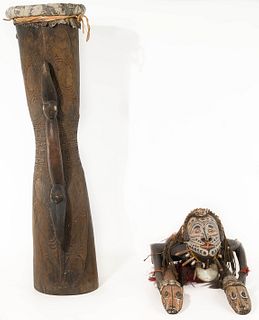 Papua New Guinea Carved Figure and Drum