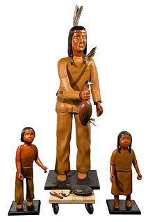 Sherman Hensal (American, 20th Century) Carved Wood Statues