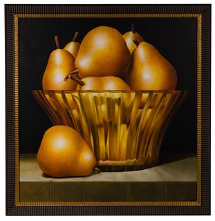 James Tormey (American, b.1938) 'Crystal Facets with Pears' Oil on Canvas