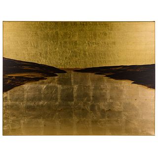Paul Hunter (American, 20th-21st Century) 'Dry Landscape #AE' Metal Leaf on Canvas