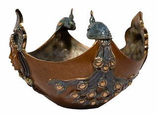 Alexsander Danel (American, 1940-2001) 'Peacock Bowl' Bronze