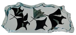 Robert Wyland (American, b.1956) 'Manta Ray Waters' Lucite Sculpture