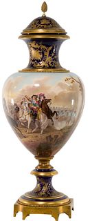 Sevres Style Porcelain and Ormolu Urn with Lid
