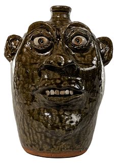 Cleater (CJ) Meaders (American, 1921-2003) Ugly Face Pottery Jug