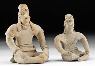 West Mexican Colima Pottery Seated Figures (pr)