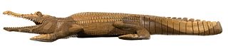 Folk Art Carved Wood Alligator