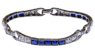 Platinum, Sapphire and Diamond Bracelet