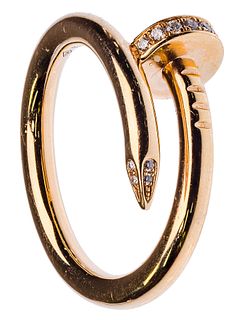 Cartier 18k Rose Gold and Diamond 'Juste un Clou' Ring