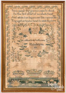 Philadelphia needlework sampler, dated 1831