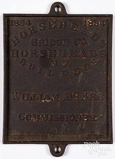 Cast iron bridge plaque, dated 1894