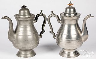 Two Maine pewter coffee pots