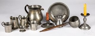 Eleven pieces of pewter, 19th c.