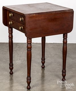 Pennsylvania cherry two-drawer drop-leaf stand