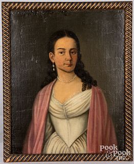 Oil on canvas portrait of a woman, 19th c.