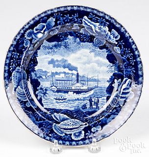 Historic blue Staffordshire plate