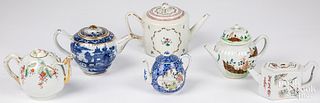 Six Chinese export porcelain teapots, 19th c.