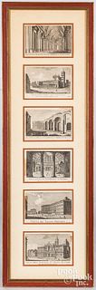 Set of six architectural etchings of Rome, 18th c.