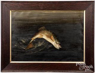 Harry Driscoll pair of oil on canvas jumping bass