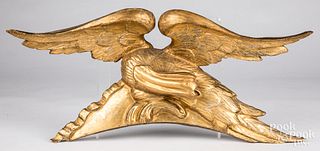 Giltwood spread winged eagle crest, 19th c.