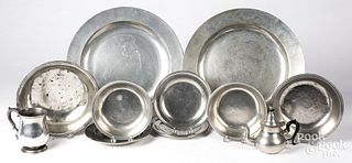 Large group of English and unmarked pewter