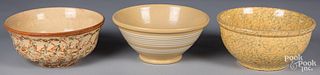 Three yellowware bowls, 19th c.