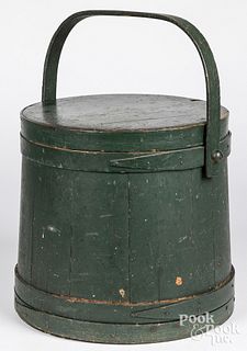 Large green painted firkin, 19th c.