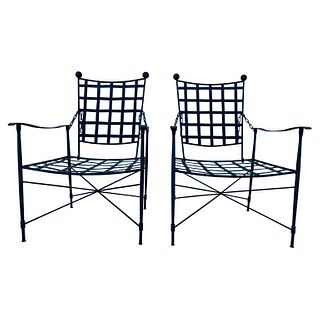 Pair of Metal Patio Lounge Chairs Salterini Style