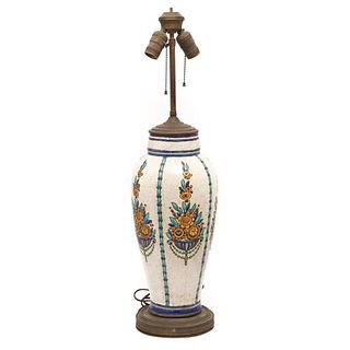 Catteau Boch Freres for Keramis Enameled Ceramic Tall Table Lamp