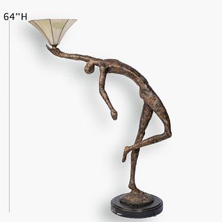 Giacometti-inspired Patinated Metal Figural Floor Lamp