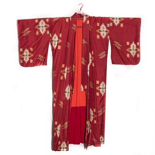 japaneseÊmeiji 1900 antique ikat handwoven silk kosode kimono