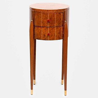 Art Deco Burl Wood Side Table