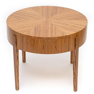 Round Zebrawood-Veneer Occasional Table
