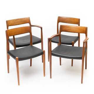 Four MCM ScandinavianTeak chairs with upholstered seats