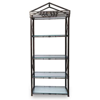 20th Century cast iron Steel and Glass Etagere