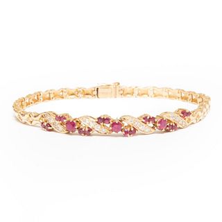 GIA 14k gold ruby and diamond bracelet