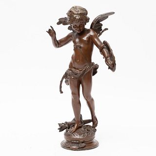 Auguste Moreau Signed Victorian Bronze Model of Cupid
