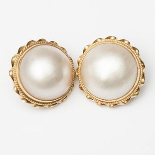 14K Gold and Pearl Clip on earrings