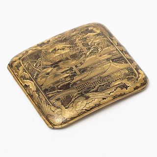 Japanese gold engraved multi metal early 20th Century case