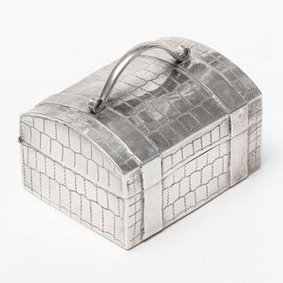 Japanese Signed Silver Luggage-Shaped Box