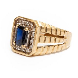 Ring, 14K Gold, Diamond and Sapphire Ring
