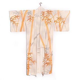 Japanese circa 1940s vintage handwoven silk kimono
